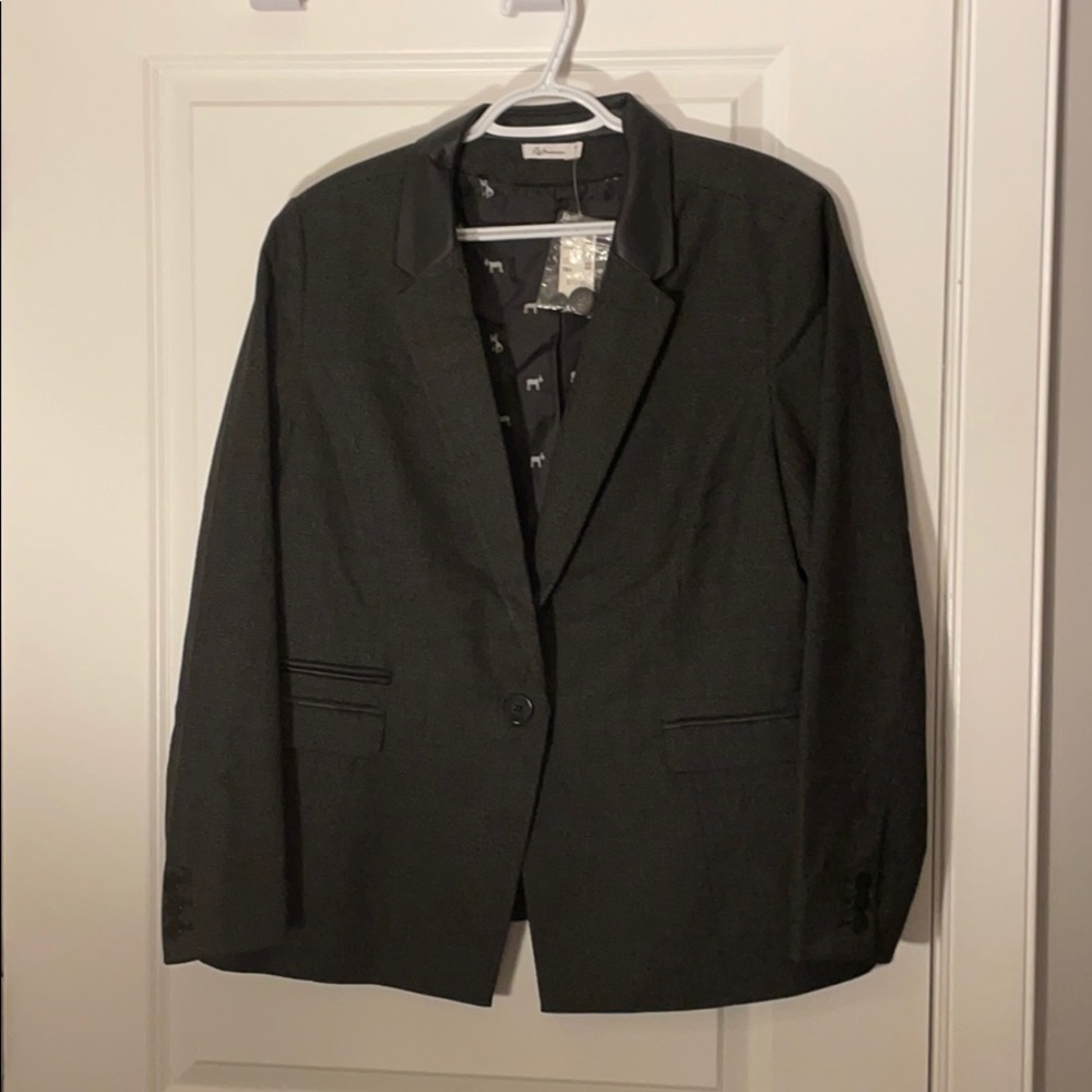 Black Blazer with Leather Details
